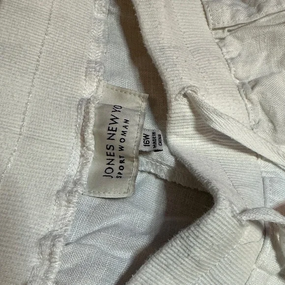 White Linen Drawstring Pants - Picture 2 of 6